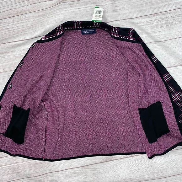 Jones New York new w/tags signature plaid sweater button up jacket size large - Picture 11 of 12